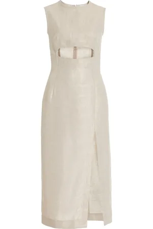 Matthew Bruch Cutout Linen Midi Dress