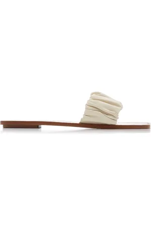 Staud Nina Ruched Leather Slide Sandals