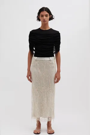 CHRISTOPHER ESBER Beaded Lace Midi Skirt