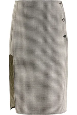 Courrèges Oblique Houndstooth Cotton Midi Skirt