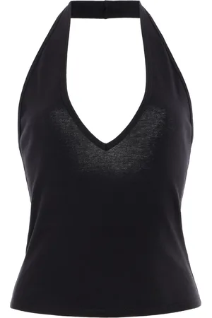 NILI LOTAN Britt Cropped Cotton Halter Tank Top
