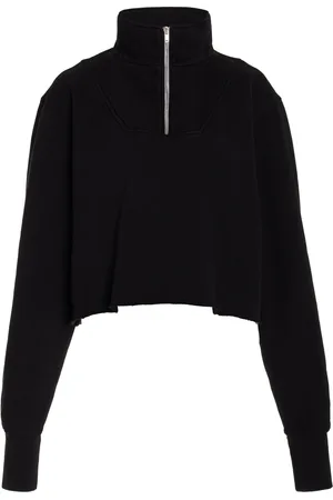 Les Tien Hayley Cropped Half Zip Cotton Sweatshirt