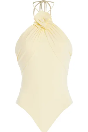 Maygel Coronel Agapi Floral-Appliquéd Halter One-Piece Swimsuit
