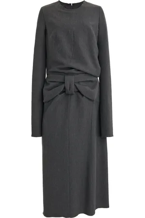 Maison Margiela Gathered Wool-Cotton Midi Dress