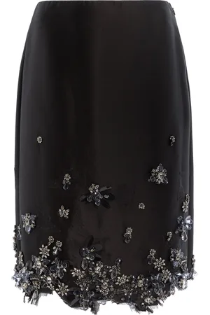 Prada Embellished Wool-Blend Midi Skirt