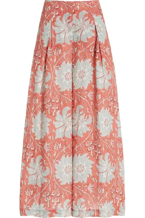 BOTEH De Flore Linen Wide-Leg Pants