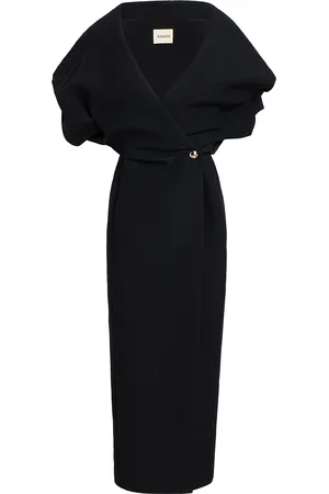 Khaite Truman Wrapped Crepe Midi Dress