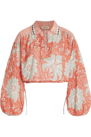 BOTEH De Flore Collared Linen Crop Top