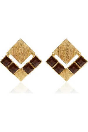 Oscar de la Renta Tartan Scramble Clip-On Earrings