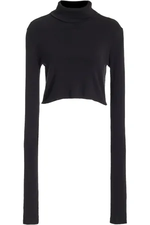 ÉTERNE Cropped Cotton-Blend Turtleneck Top