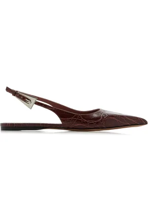 PARIS TEXAS Jessica Croc-Effect Leather Slingback Flats