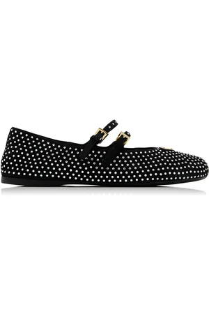 Prada Crystal-Embellished Suede Ballet Flats