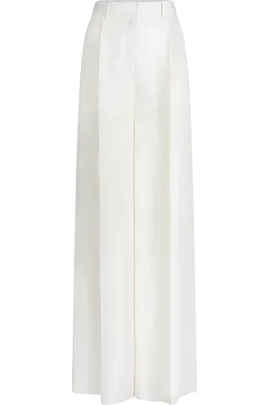 Heirlome Pleated High-Rise Silk Shantung Wide-Leg Pants