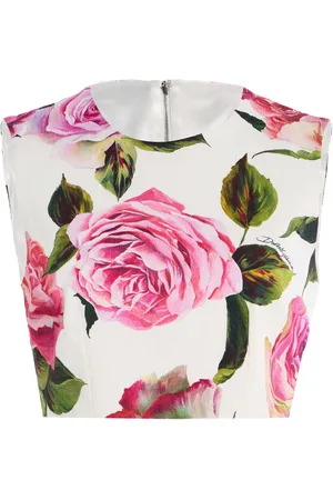 Dolce & Gabbana Rose-Print Cotton-Blend Crop Top