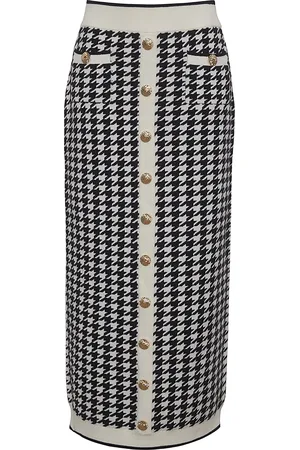 Cara Cara Ronnie Houndstooth Wool-Cashmere Midi Skirt