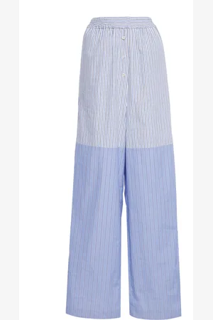 Stella McCartney Mixed-Stripe Cotton Wide-Leg Pants