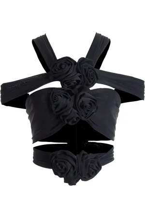 MAGDA BUTRYM Floral-Appliquéd Cutout Jersey Bodysuit