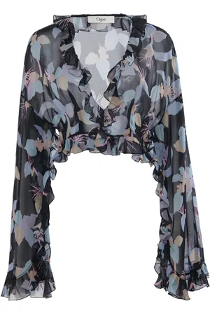 Chloé Ruffled Organic Silk Georgette Crop Top