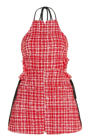 Self-Portrait Cutout Cotton-Blend Boucle Mini Dress