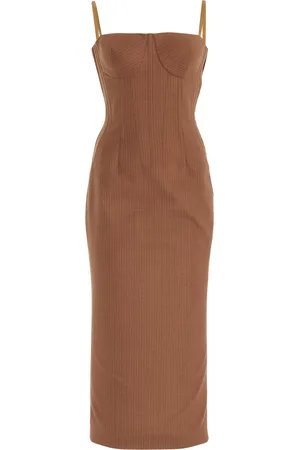 Sergio Hudson Strapless Corset Midi Dress