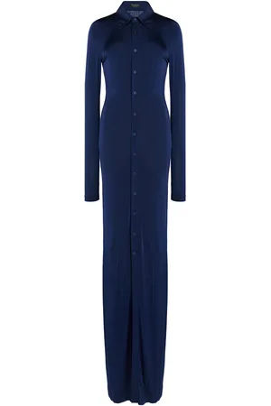 Balenciaga Button-Front Jersey Maxi Dress