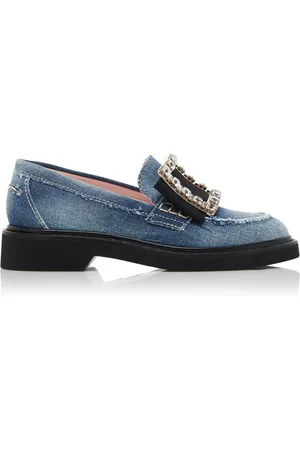 Roger Vivier Viv Rangers Buckle Denim Loafers
