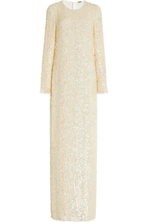 ADAM LIPPES Jamis Mother-Of-Pearl Embellished Silk Gown