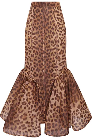 ZIMMERMANN Crush Flared -Print Linen-Silk Midi Skirt