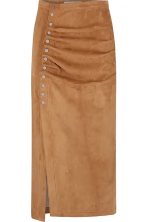 Paco rabanne Buttoned Suede Midi Skirt