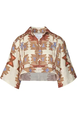 JOHANNA ORTIZ Exclusive Quechua Ecru Guapi Linen Cropped Shirt
