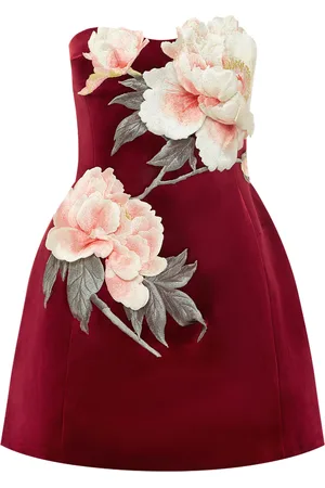 LEO LIN Exclusive Rosanne Floral-Appliquéd Velvet Bustier Mini Dress
