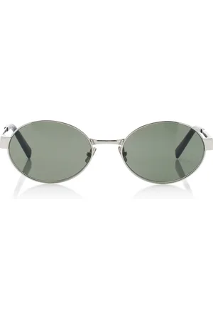 Saint Laurent Panthos Round-Frame Metal Sunglasses