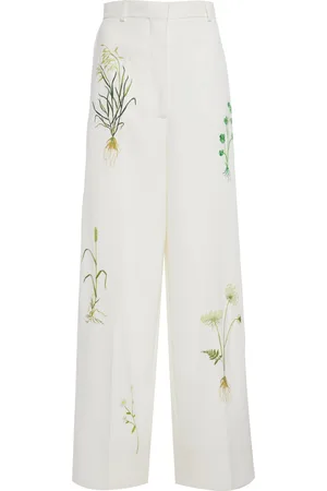 Stella McCartney Embroidered Stretch-Wool Wide-Leg Pants