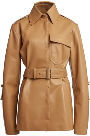 Victoria Beckham Belted Boxy Leather Jacket