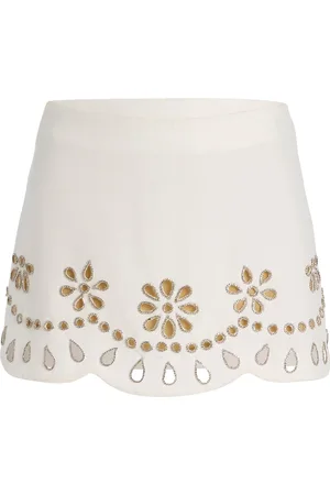 ALEXIS Etra Crystal-Embellished Cutout Stretch-Crepe Mini Skirt