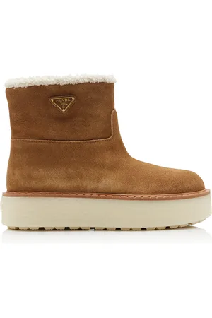 Prada Evolve Shearling-Lined Suede Ankle Boots