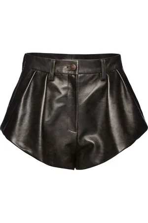 MAGDA BUTRYM Pleated Leather Shorts