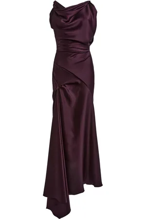 Victoria Beckham Asymmetric Draped Satin Midi Dress