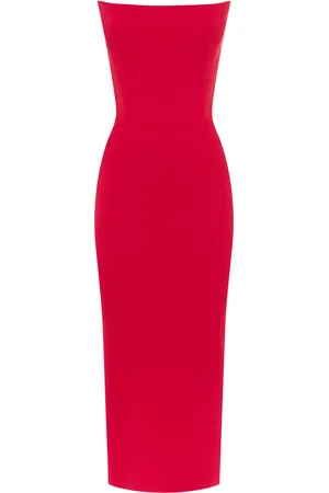 ALEX PERRY Strapless Stretch-Crepe Midi Dress