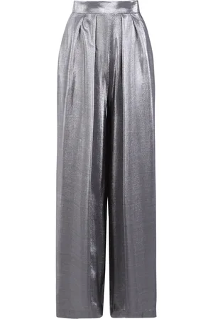 MARTIN GRANT Metallic Silk-Blend Wide-Leg Pants