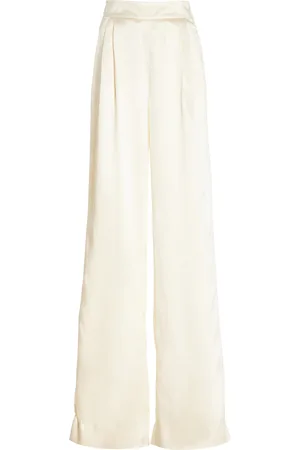 LAQUAN SMITH High-Rise Silk Wide-Leg Pants