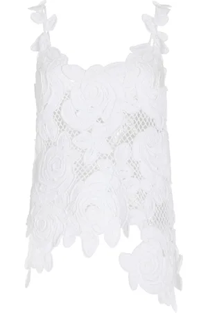 Oscar de la Renta Crocheted Cotton Tank Top