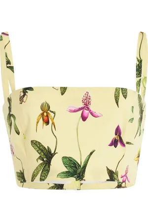 Oscar de la Renta Cropped Cotton Poplin Tank Top