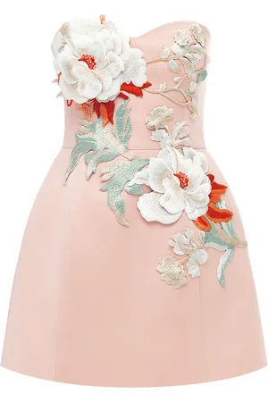 LEO LIN Rosario Floral-Appliquéd Crepe Mini Dress
