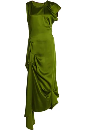Victoria Beckham Exclusive Gathered Satin Midi Dress