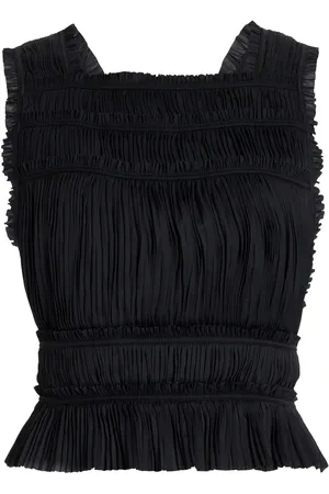 ULLA JOHNSON Ziva Plissé Satin Top