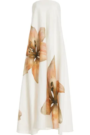 Significant Other Parisa Strapless Printed Linen Maxi Dress