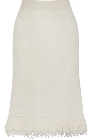 Paris Georgia Fringe Embellished Knit Midi Skirt