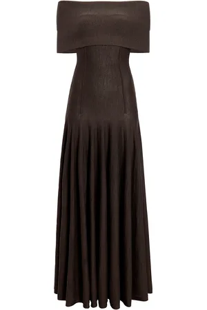 Khaite Ava Off-The-Shoulder Wool Maxi Dress