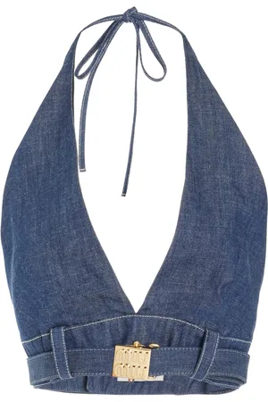 Miu Miu Raw Denim Bra Top